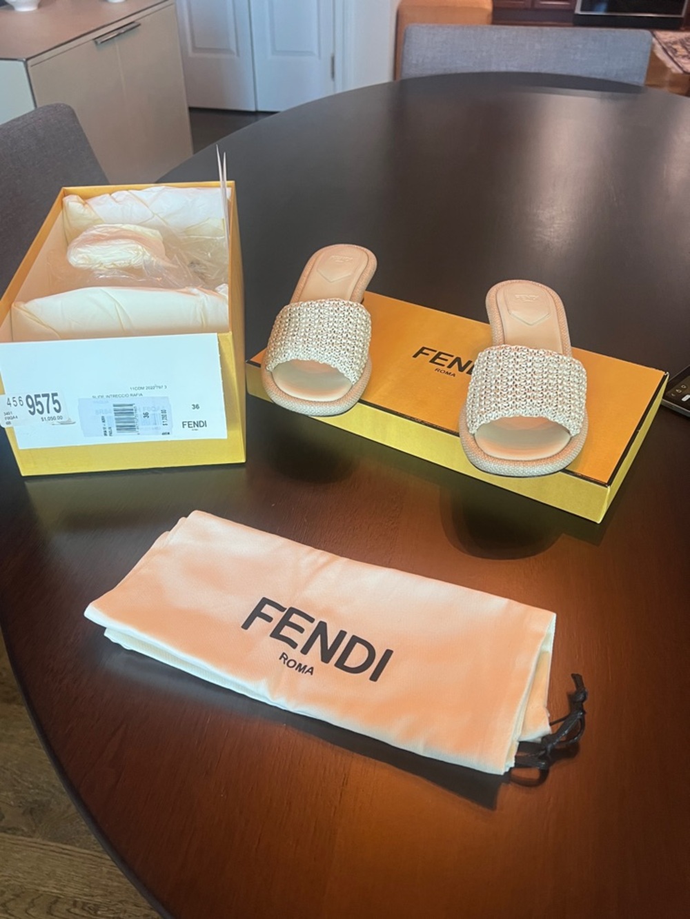 FENDI Rafia slide sandal - paglia - Picture 2 of 9